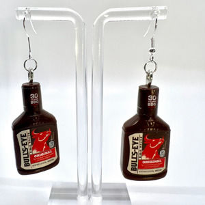 Bulls Eye BBQ Earrings - BBQ Sauce Earrings - Condiment Earrings - Party Earring
